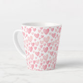 Pink Watercolor Valentine Hearts  Latte Mok (Linkerhoek)