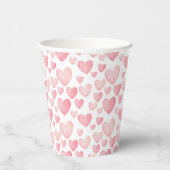 Pink Watercolor Valentine Hearts Pattern Papieren Bekers (Rechts)