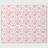 Pink Watercolor Valentine Hearts Wrapping Paper Cadeaupapier (Vlak)