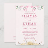 Pink Watercolor Wedding Party Virtual Invitation  Kaart (Voorkant / Achterkant)