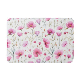 Pink Watercolor Wildflower  Badmat