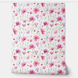 Pink Watercolor Wildflower  Behang