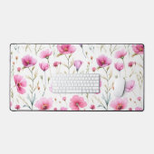 Pink Watercolor Wildflower  Bureaumat (Keyboard & Muis)