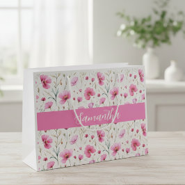 Pink Watercolor Wildflower Name  Groot Cadeauzakje