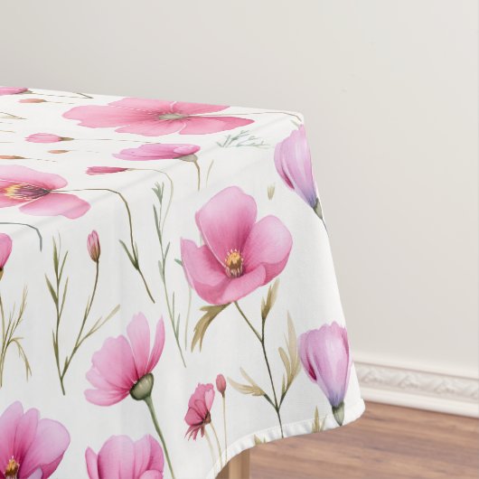 Pink Watercolor Wildflower  Tafelkleed (Voorbeeld)