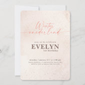 Pink Watercolor Winter Onederland First Birthday Kaart (Voorkant)