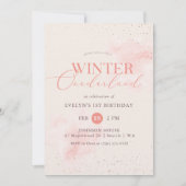 Pink Watercolor Winter Onederland Girl Birthday Kaart (Voorkant)