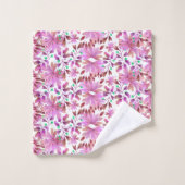 Pink watercolour winter flowers background bad handdoek (Wasdoekje)