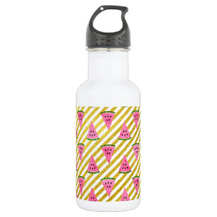 Pink Watermelon and Yellow Stripe Summer Pattern Waterfles
