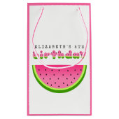 Pink Watermelon Birthday Picnic Party Klein Cadeauzakje (Achterkant)