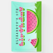Pink Watermelon Birthday Picnic Party Spandoek (Verticaal)