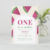 Pink Watermelon Custom Photo 1st Birthday   Kaart (Staand voorkant)