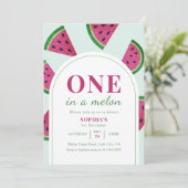 Pink Watermelon One In A Melon Photo Birthday   Kaart (Staand voorkant)