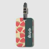 Pink watermelon slices on yellow bagagelabel (Voorkant (verticaal))