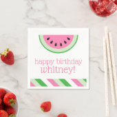 Pink Watermelon Stripes Personalized Party Napkins Servet (Insitu)