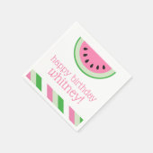 Pink Watermelon Stripes Personalized Party Napkins Servet (Hoek)