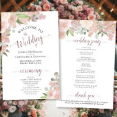 Pink Waterverf Floral Budget Wedding Programme