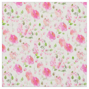 Pink Waterverf Floral Garden Pattern Fabric Stof