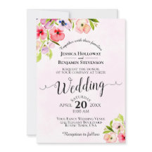 Pink Waterverf Floral Pansies Wedding