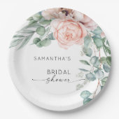 Pink Waterverf Floral Peony Vrijgezellenfeest Papieren Bordje (Voorkant)