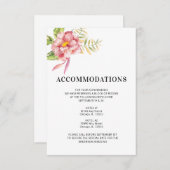 Pink Waterverf Floral Wedding Accommodations Informatiekaartje (Voorkant / Achterkant)