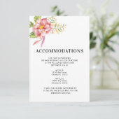 Pink Waterverf Floral Wedding Accommodations Informatiekaartje (Staand voorkant)
