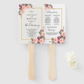 Pink Waterverf Floral Wedding Ceremony Programme Handwaaier (Voorkant en achterkant)