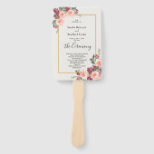 Pink Waterverf Floral Wedding Ceremony Programme Handwaaier (Voorkant)
