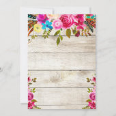 Pink Waterverf Floral Wood Typography Wedding Kaart (Achterkant)