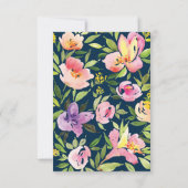 PINK WATERVERF FLOWER bruiloft RSVP Kaartje (Achterkant)