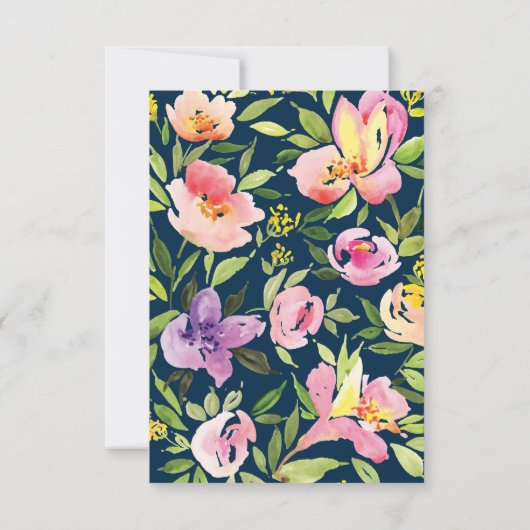 PINK WATERVERF FLOWER bruiloft RSVP Kaartje (Achterkant)