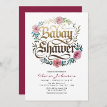 Pink Waterverf Flowers Baby shower Invitation
