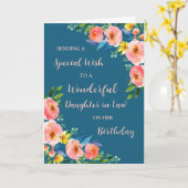 Pink Waterverf Flowers Dochter in Law Verjaardag Kaart (Gele Bloem)