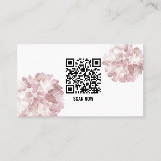 PINK WATERVERF FLOWERS VISITEKAARTJE met QR CODE (Achterkant)