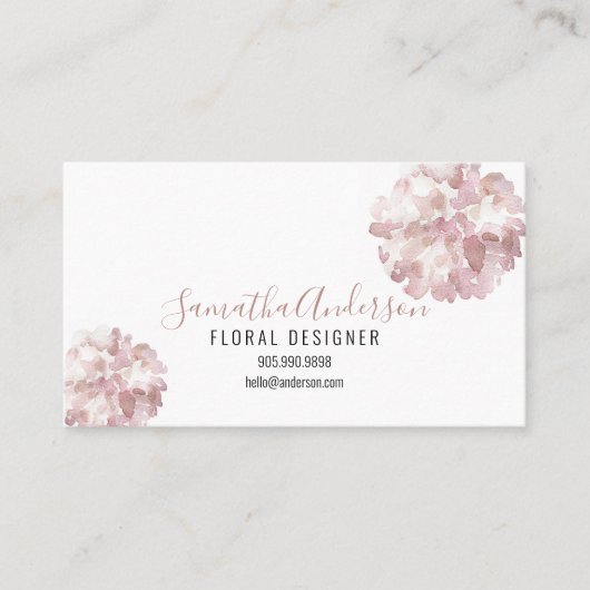 PINK WATERVERF FLOWERS VISITEKAARTJE met QR CODE (Voorkant)