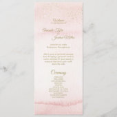 Pink Waterverf Gold Type Weddenprogramma Programmakaart (Voorkant)