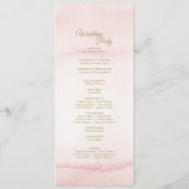 Pink Waterverf Gold Type Weddenprogramma Programmakaart (Achterkant)