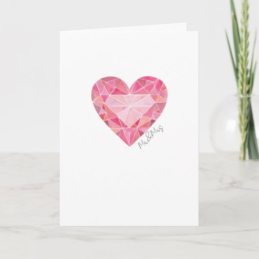 Pink Waterverf Heart Gem de heer en mevrouw Gefeli Kaart (Voorkant)