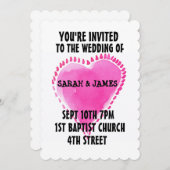 PINK WATERVERF HEART WEDDING INVITATIONS CUSTOM KAART (Voorkant / Achterkant)