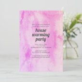 Pink waterverf House warming party uitnodiging (Staand voorkant)