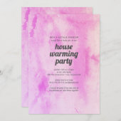 Pink waterverf House warming party uitnodiging (Voorkant / Achterkant)