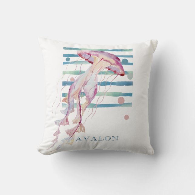 PINK WATERVERF JELLYFISH, BEACH, AVALON KUSSEN (Voorkant)