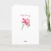 Pink Waterverf Peony Wenskaart Kaart (Achterkant)