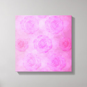 PINK Waterverf rozen Canvas Afdruk