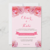 Pink Waterverf Rozen Floral Weddenschap Kaart (Voorkant)
