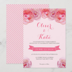 Pink Waterverf Rozen Floral Weddenschap Kaart
