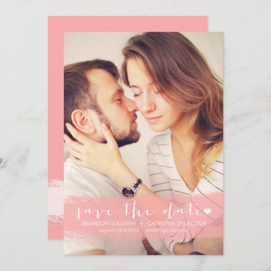 PINK WATERVERF SPLASH BEWAREN DE DATUM AANKONDIGIN SAVE THE DATE (Voorkant / Achterkant)