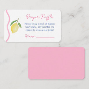 Pink Wave Border Citrus Luier Raffle Baby shower Informatiekaartje