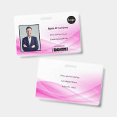Pink Wave Design foto-ID Badge (Voor- en achterkant)