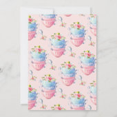 Pink Wave Floral Par-tea Party Verjaardag Kaart (Achterkant)